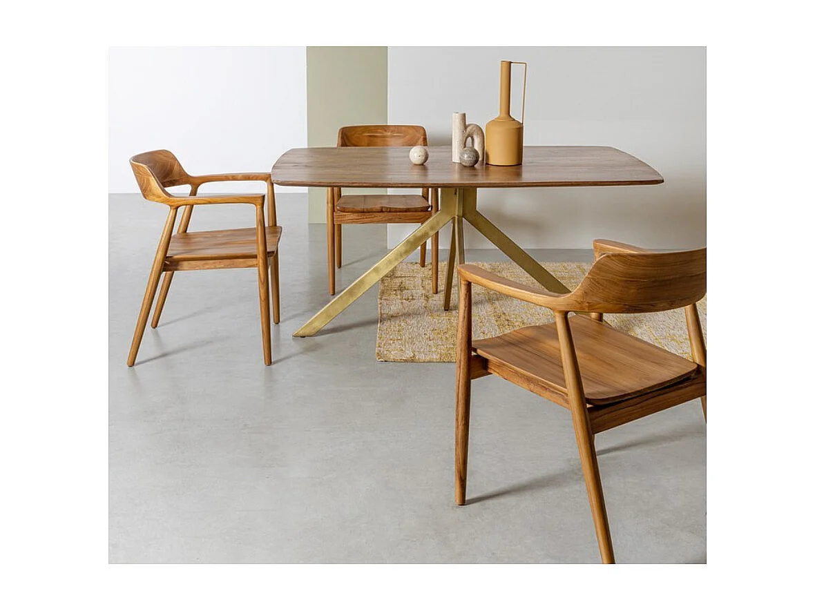 Lot de 2 chaises en bois de Teck Suza – Qualité et raffinement-Couleur Naturel