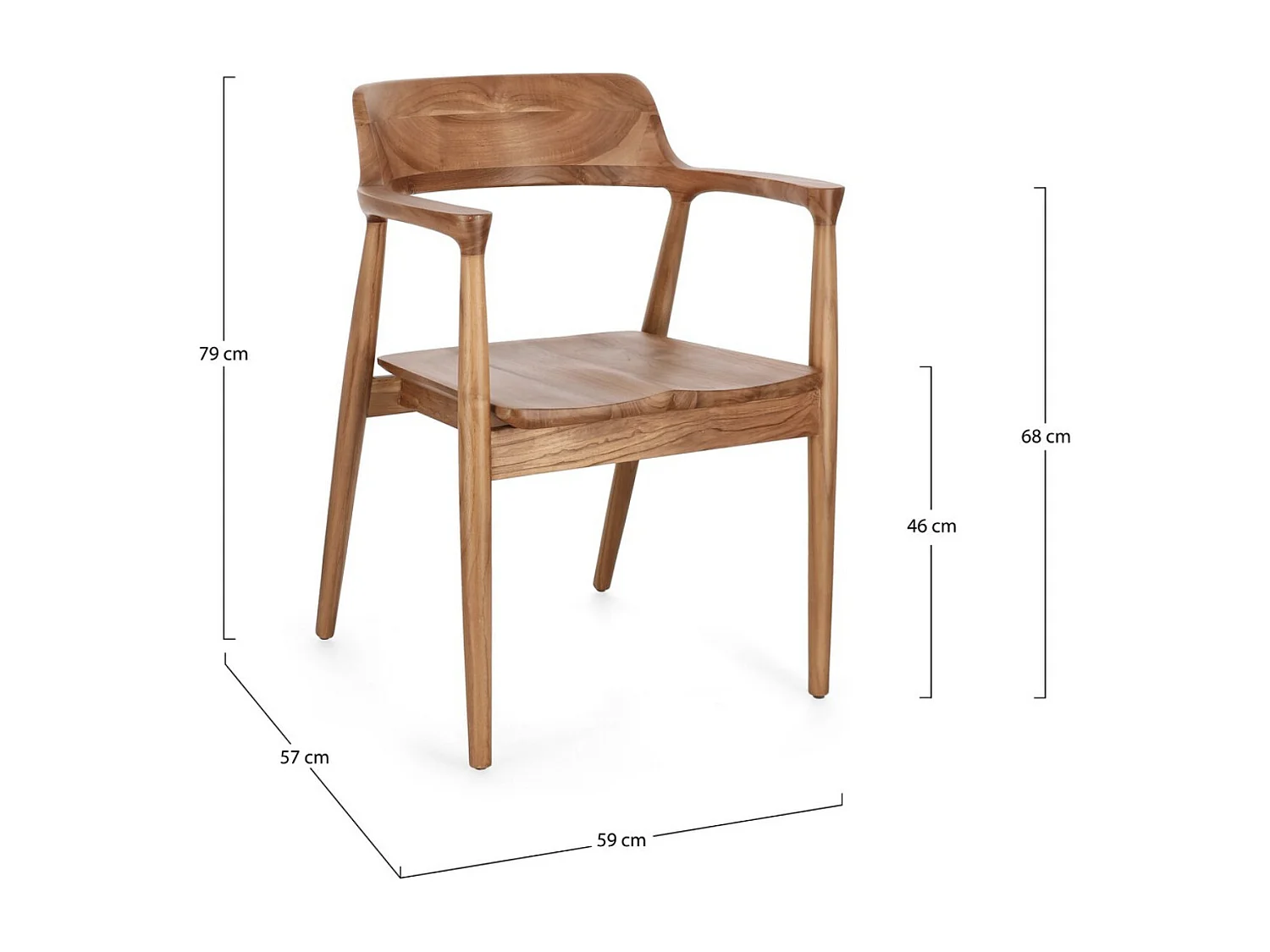Lot de 2 chaises en bois de Teck Suza – Qualité et raffinement-Couleur Naturel