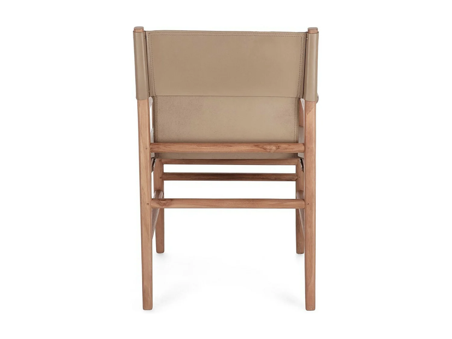 Fauteuil en bois de Teck et cuir Karole – Modernité et durabilité-Couleur Marron clair