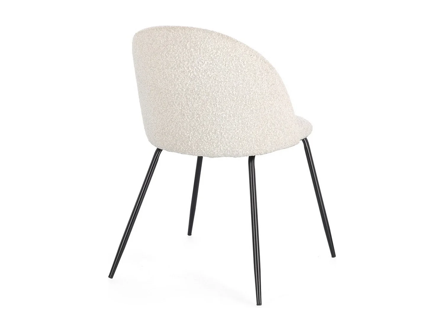 Lot de 4 chaises en tissu doux bouclé beige clair et pieds noir Tanya – Élégance et Confort-Couleur Beige clair