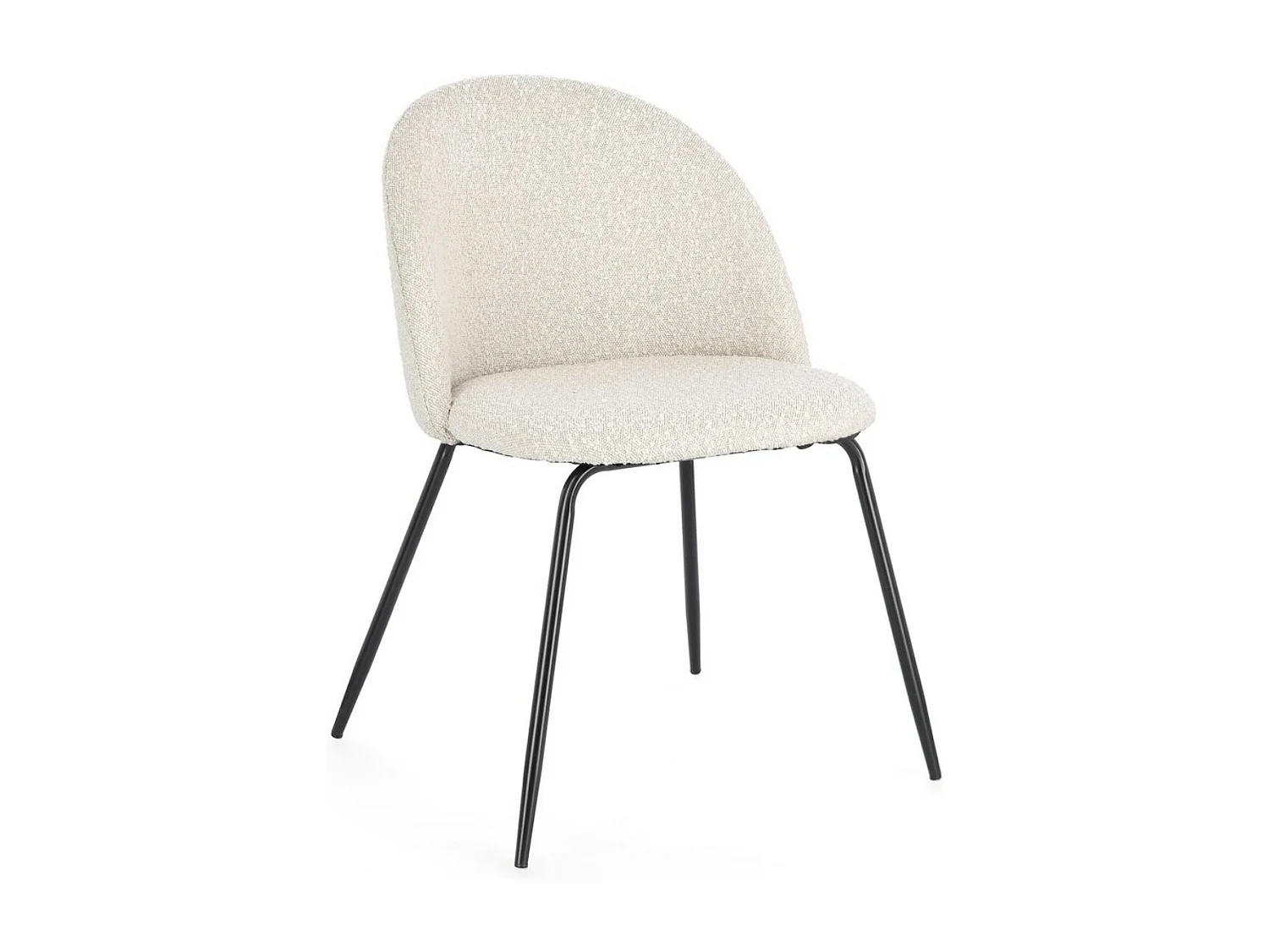Lot de 4 chaises en tissu doux bouclé beige clair et pieds noir Tanya – Élégance et Confort-Couleur Beige clair
