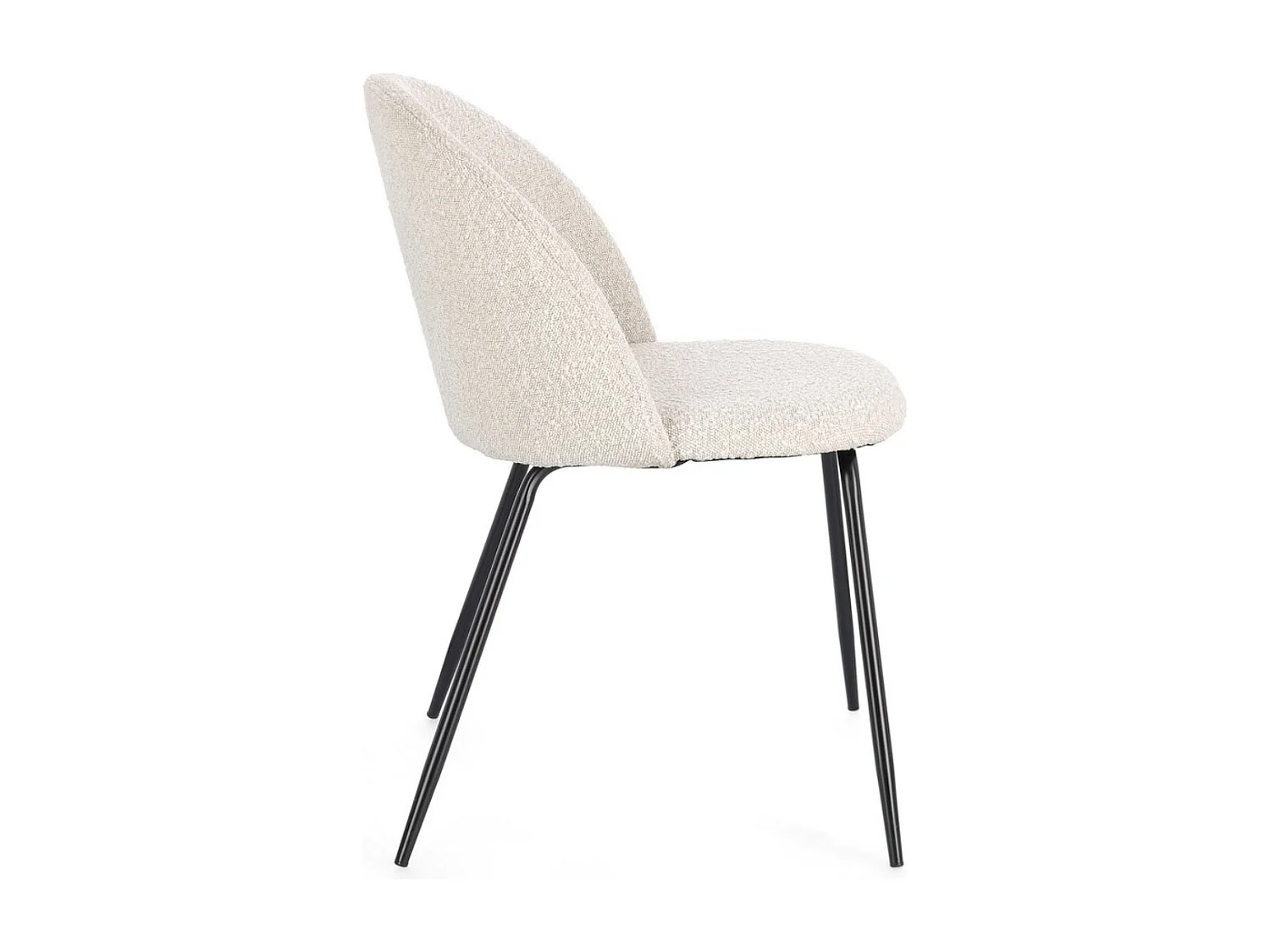 Lot de 4 chaises en tissu doux bouclé beige clair et pieds noir Tanya – Élégance et Confort-Couleur Beige clair