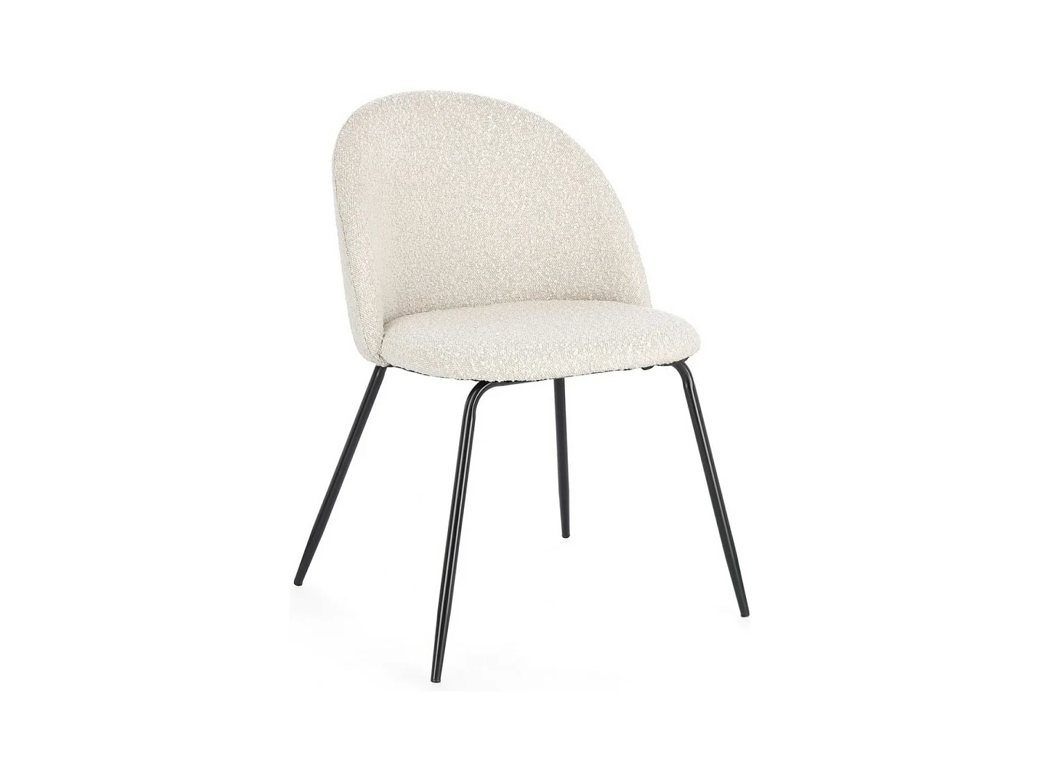 Lot de 4 chaises en tissu doux bouclé beige clair et pieds noir Tanya – Élégance et Confort-Couleur Beige clair