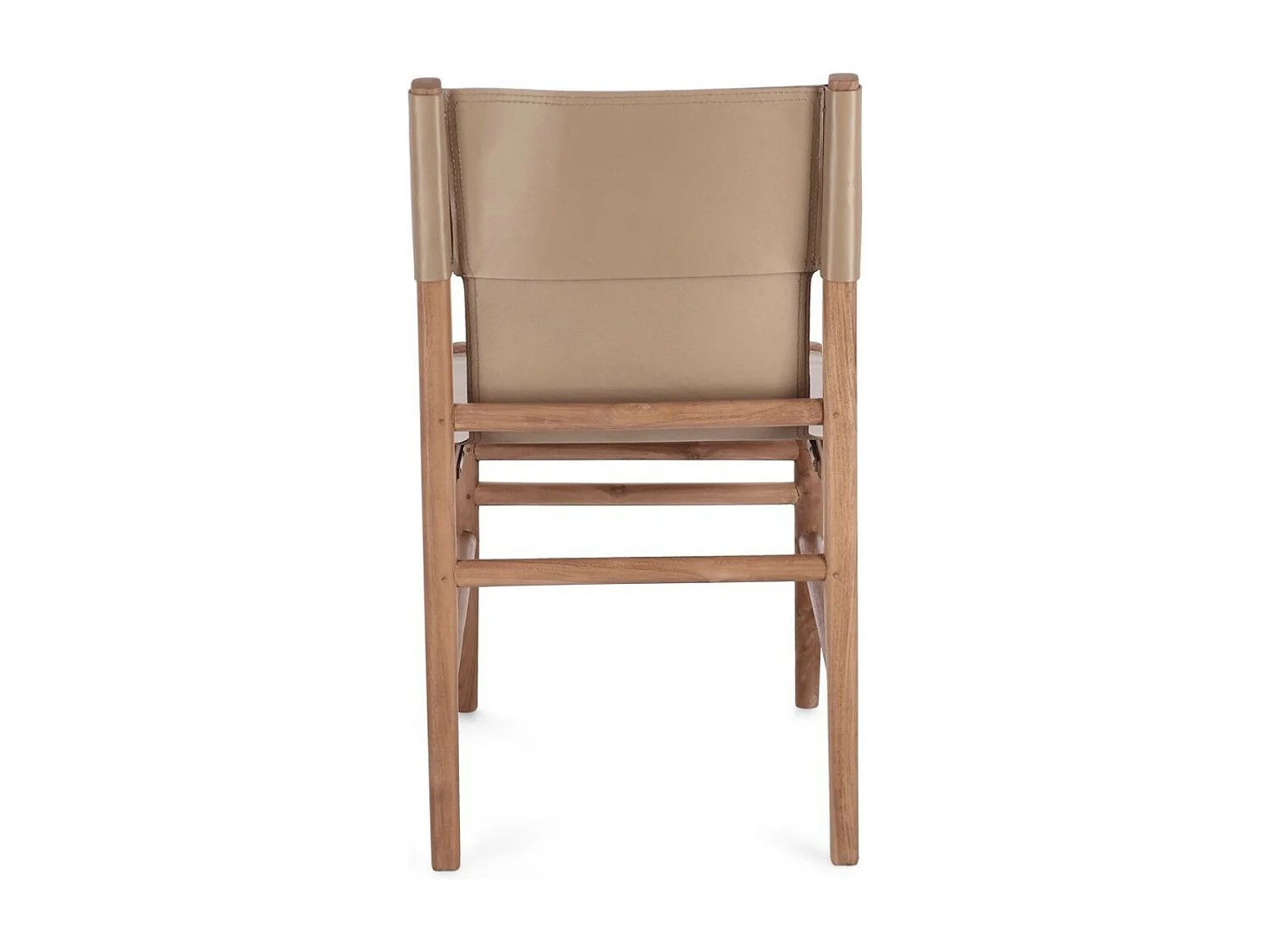 Lot de 2 chaises en bois de Teck et cuir Karole – Modernité et durabilité-Couleur Marron clair