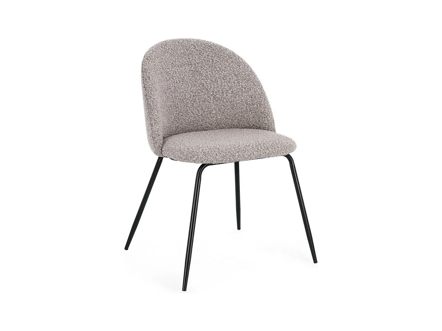 Set van 4 Tanya stoelen in zachte lichtbeige bouclé stof met zwarte poten - Elegantie en Comfort-Kleur Lichtbruin