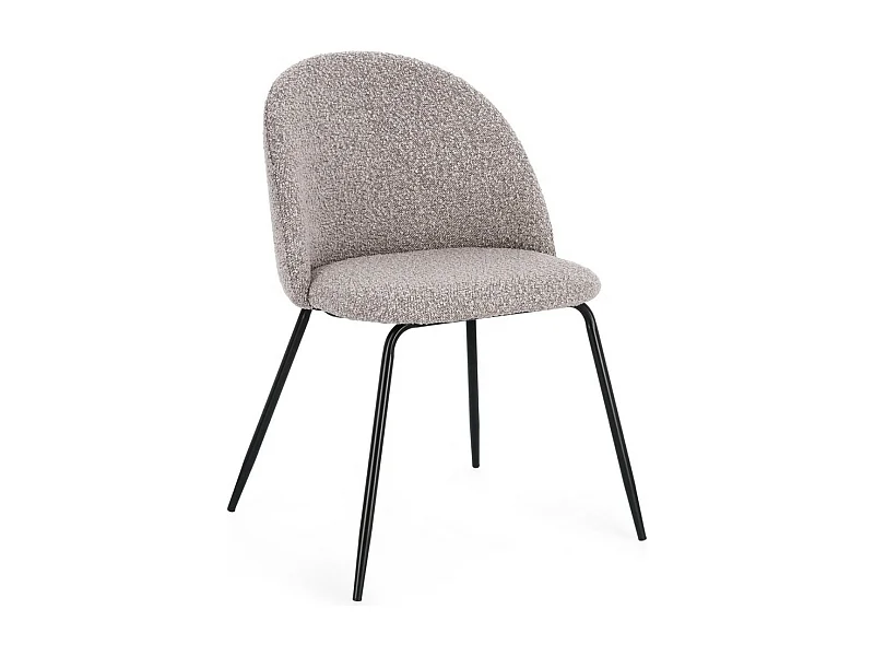 Lot de 4 chaises en tissu doux bouclé beige clair et pieds noir Tanya – Élégance et Confort-Couleur Marron clair