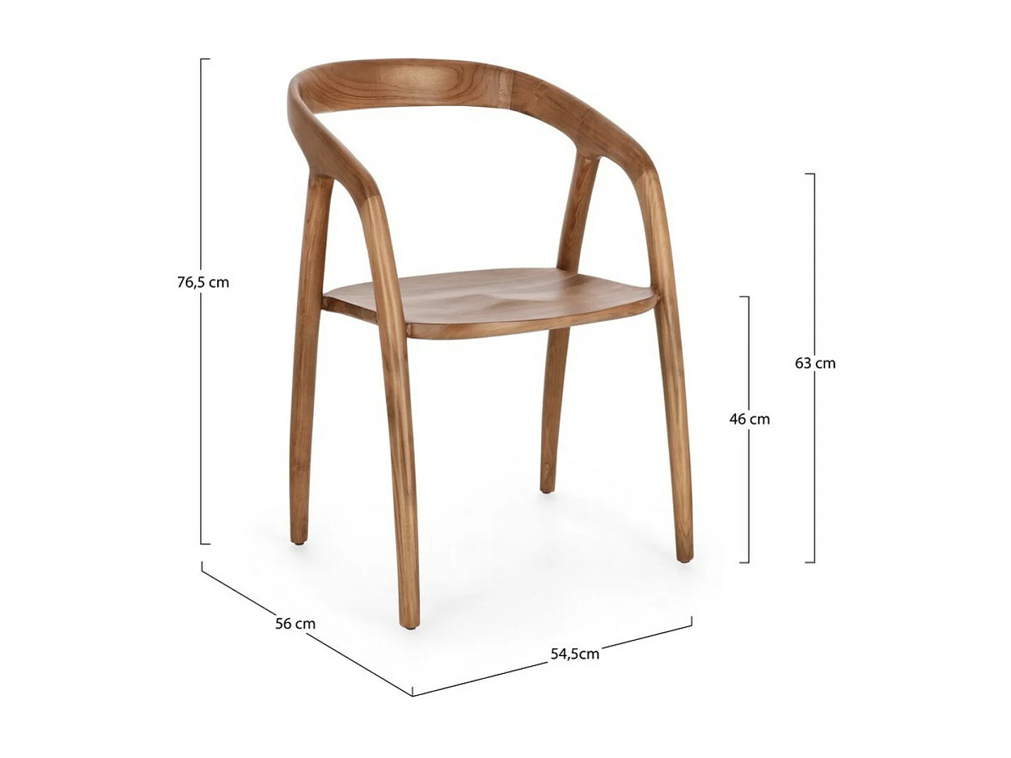 Lot de 2 chaises en bois de Teck Kotty– Luxe et durabilité-Couleur Naturel