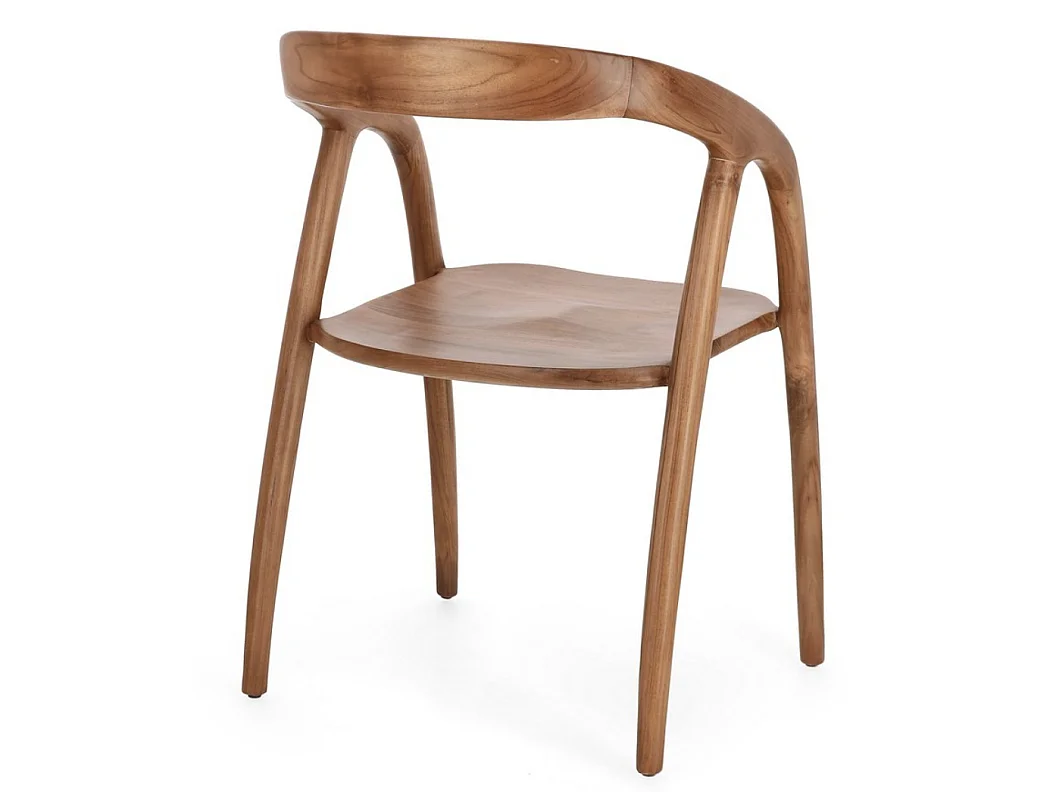 2 Küchenstühle im Japandi-Stil aus Teakholz Dotty Bizzotto - Natur