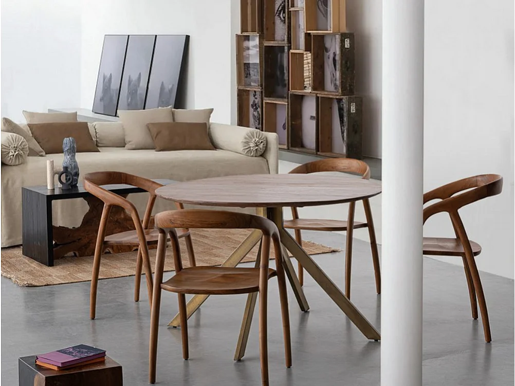 2 Küchenstühle im Japandi-Stil aus Teakholz Dotty Bizzotto - Natur