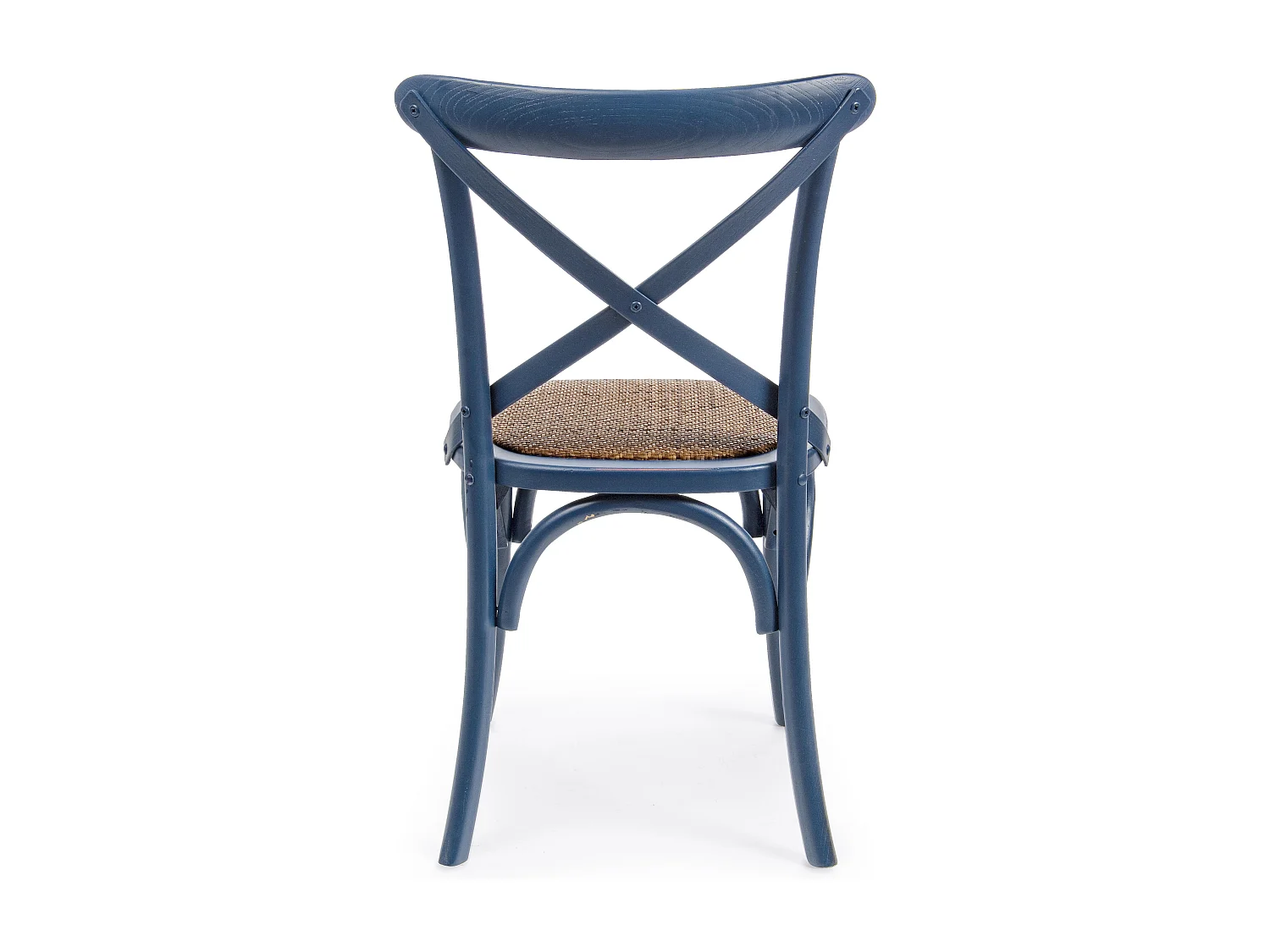 Chaise de cuisine Kiken - Fusion élégante de bois d'orme et rotin-Couleur Bleu