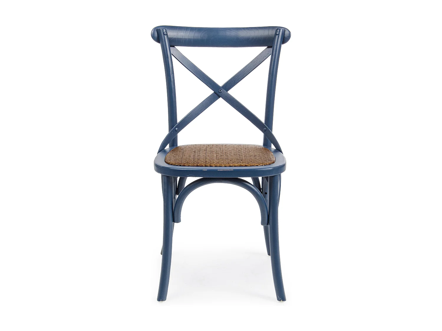 Silla de cocina Kiken - Elegante fusión de madera de olmo y ratán-Color Azul