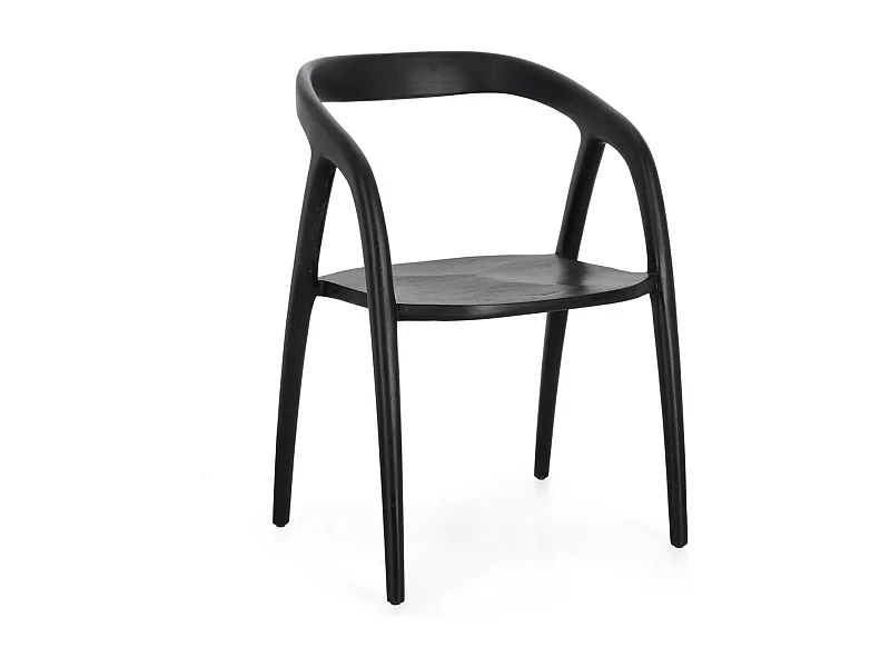 Lot de 2 chaises en bois de Teck Kotty– Luxe et durabilité-Couleur Noir