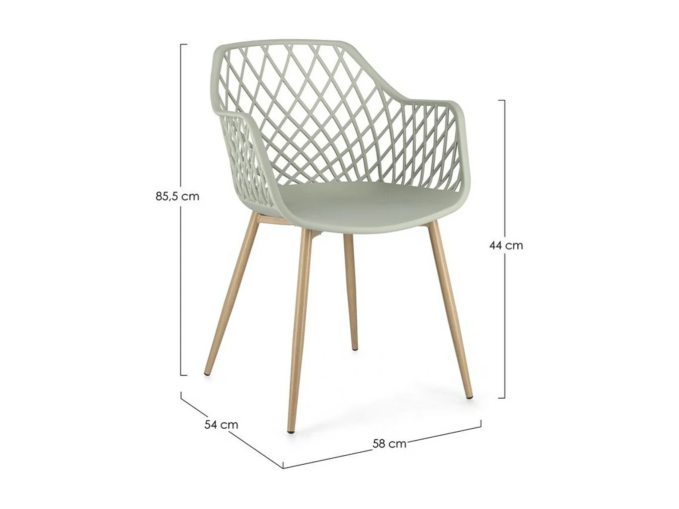 Juego de 4 sillas Optik - Versátil para uso interior y exterior-Color Verde