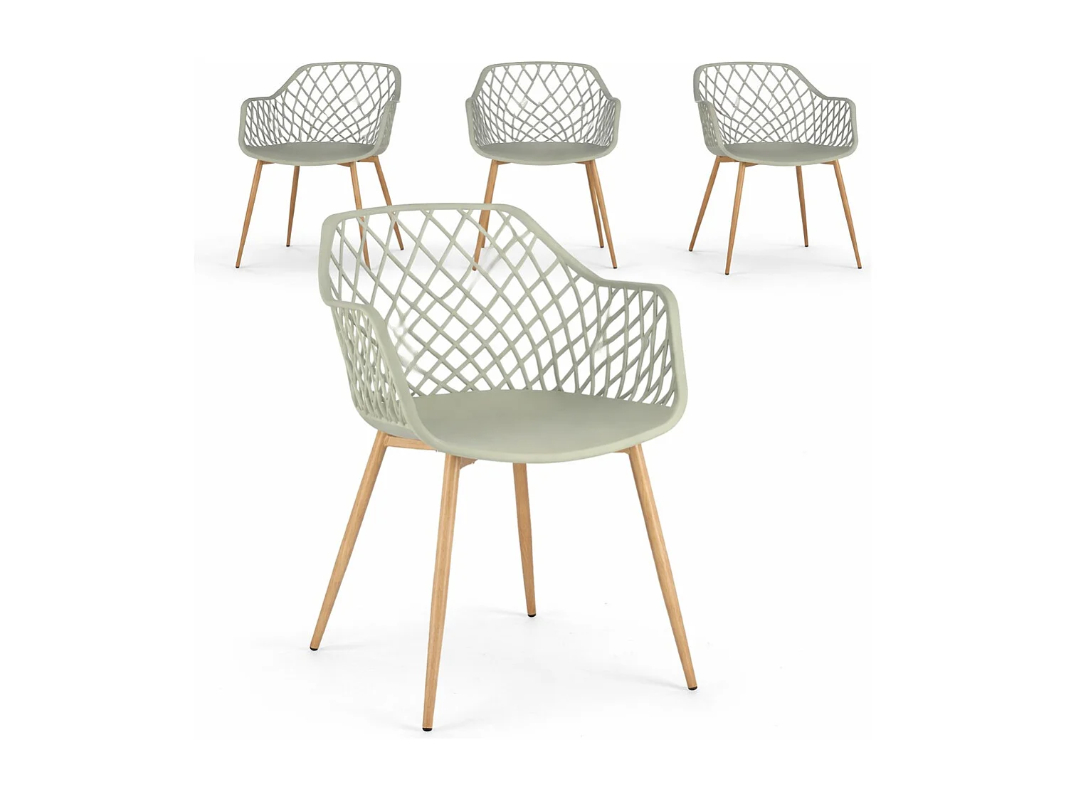 Lot de 4 chaises Optik - Polyvalentes pour intérieur et éxtérieur-Vert