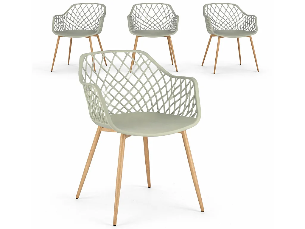 Lot de 4 chaises Optik - Polyvalentes pour intérieur et éxtérieur-Vert