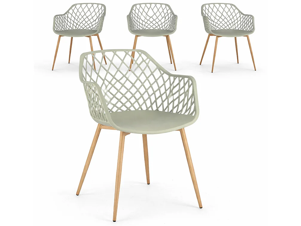 Lot de 4 chaises Optik - Polyvalentes pour intérieur et éxtérieur-Vert