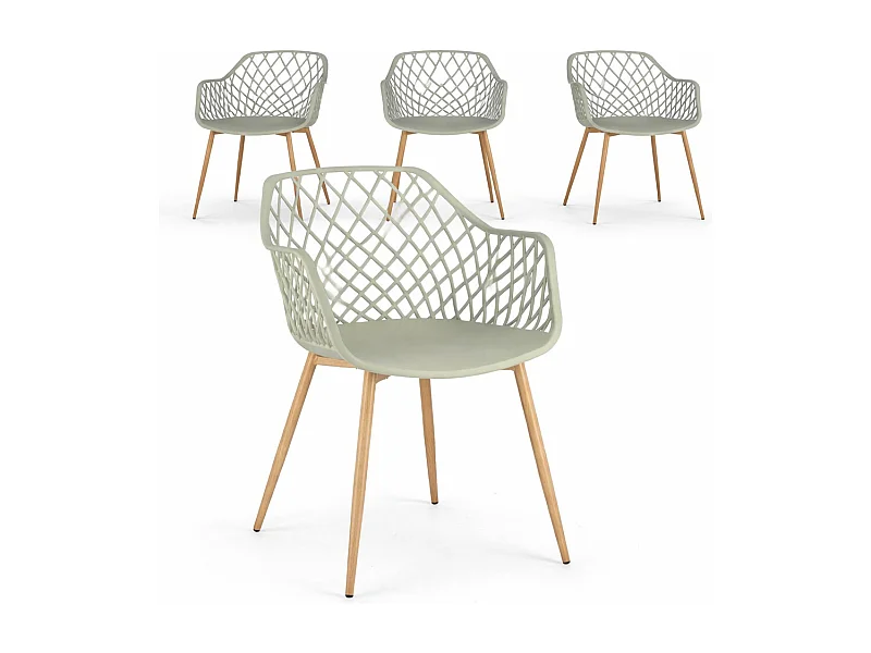 Set van 4 Optik stoelen - Veelzijdig voor binnen- en buitengebruik-Kleur Groente