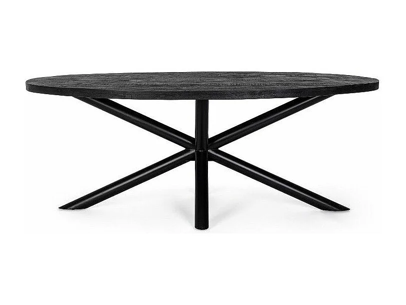 Table ovale bois de manguier noir et pieds acier noir Tinka 130cm