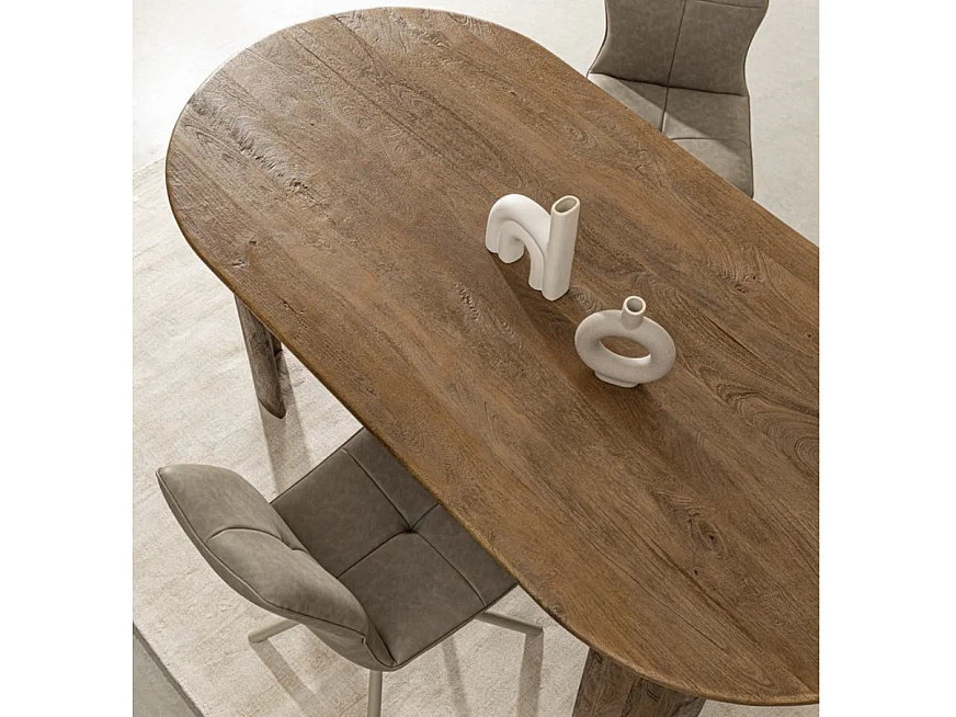 Orinda massief houten ovale eettafel 210 cm-Kleur Bruin