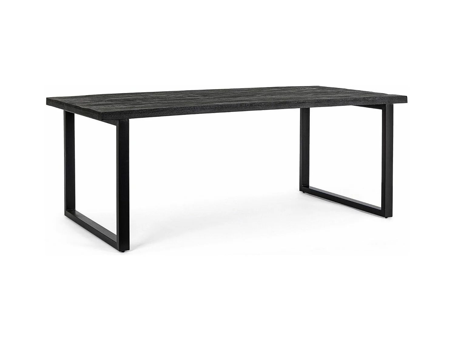 Table rectangulaire bois de manguier noir et pieds acier noir Tinka 200cm