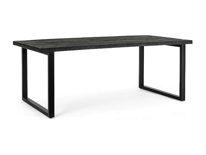 Table rectangulaire bois de manguier noir et pieds acier noir Tinka 200cm