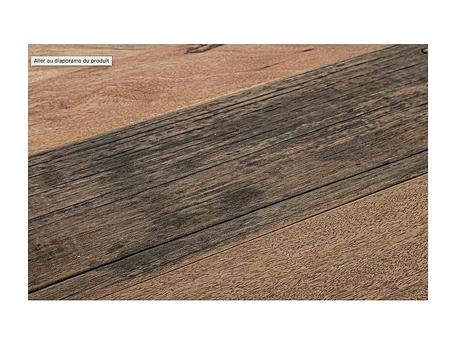 Table à manger industrielle 10 places bois de manguier recyclé et pieds acier noir Kramer 200cm