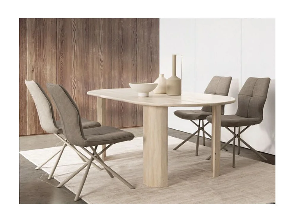 Table à manger ovale en bois massif Orinda 210cm-Couleur Naturel