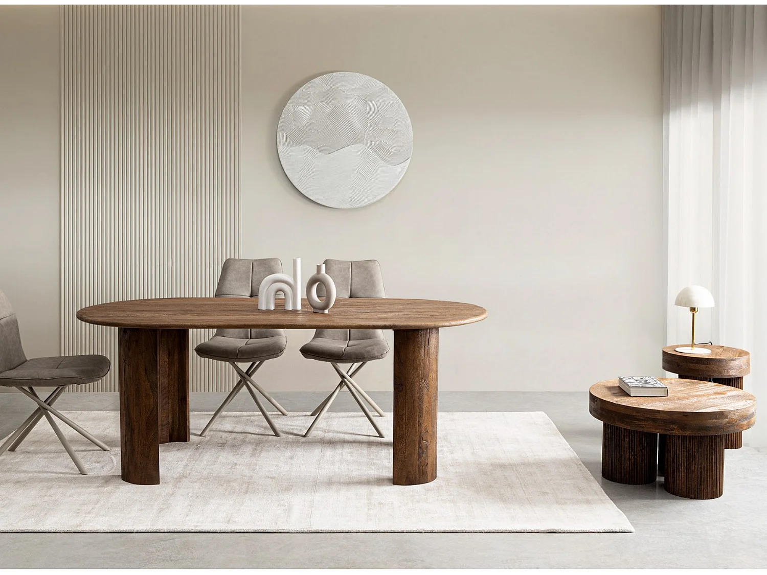 Orinda massief houten ovale eettafel 210 cm-Kleur Natuurlijk