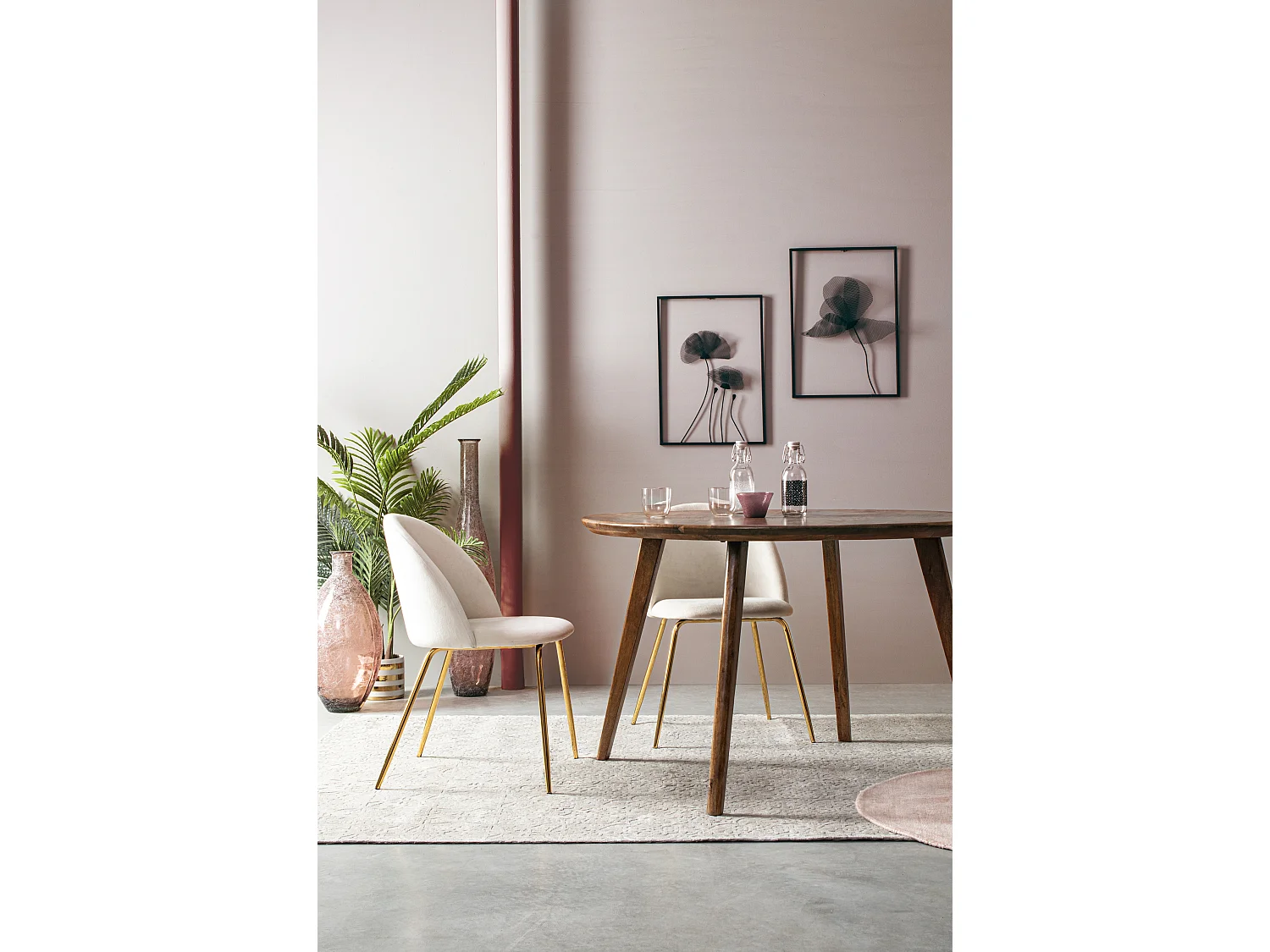 Table à manger ronde en bois de manguier marron Sylvie D 120cm