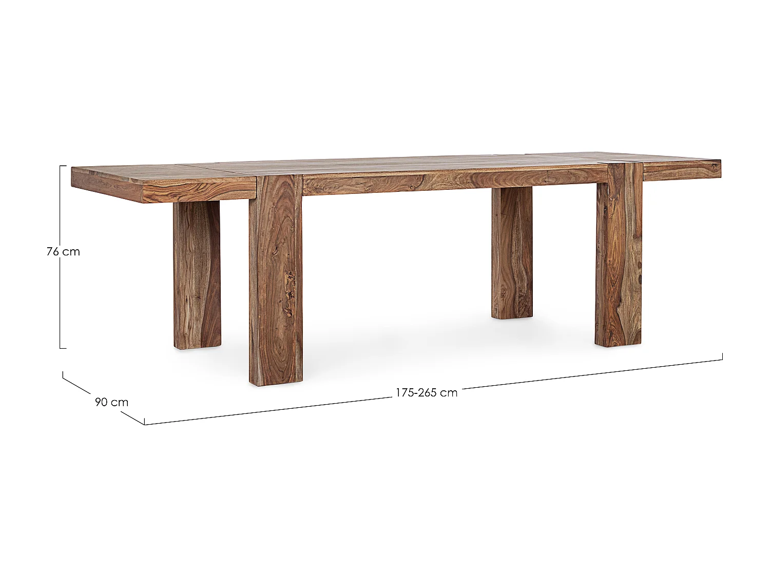 Table extensible bois de shesham naturel Sany L 175-265cm
