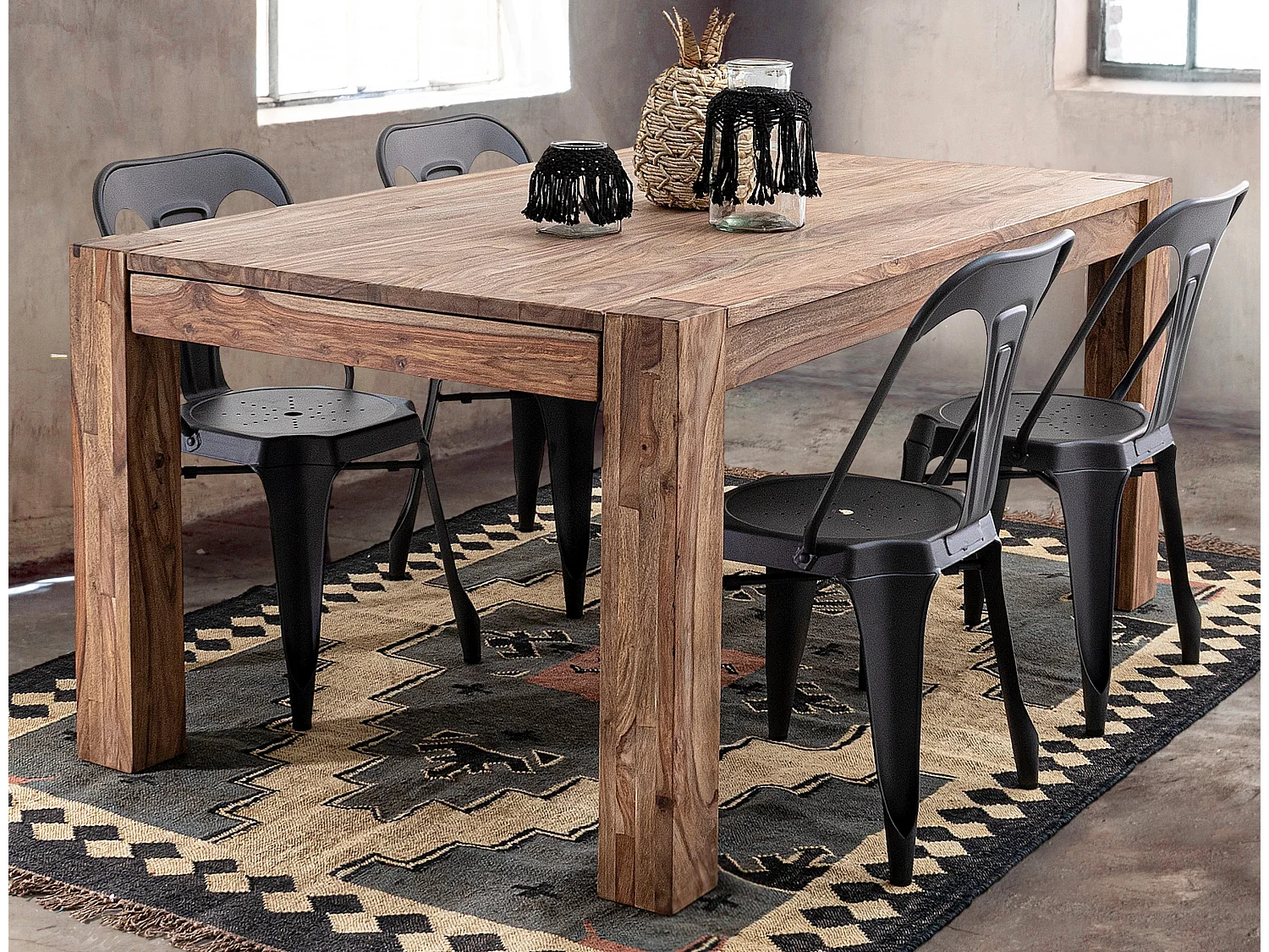 Table extensible bois de shesham naturel Sany L 175-265cm