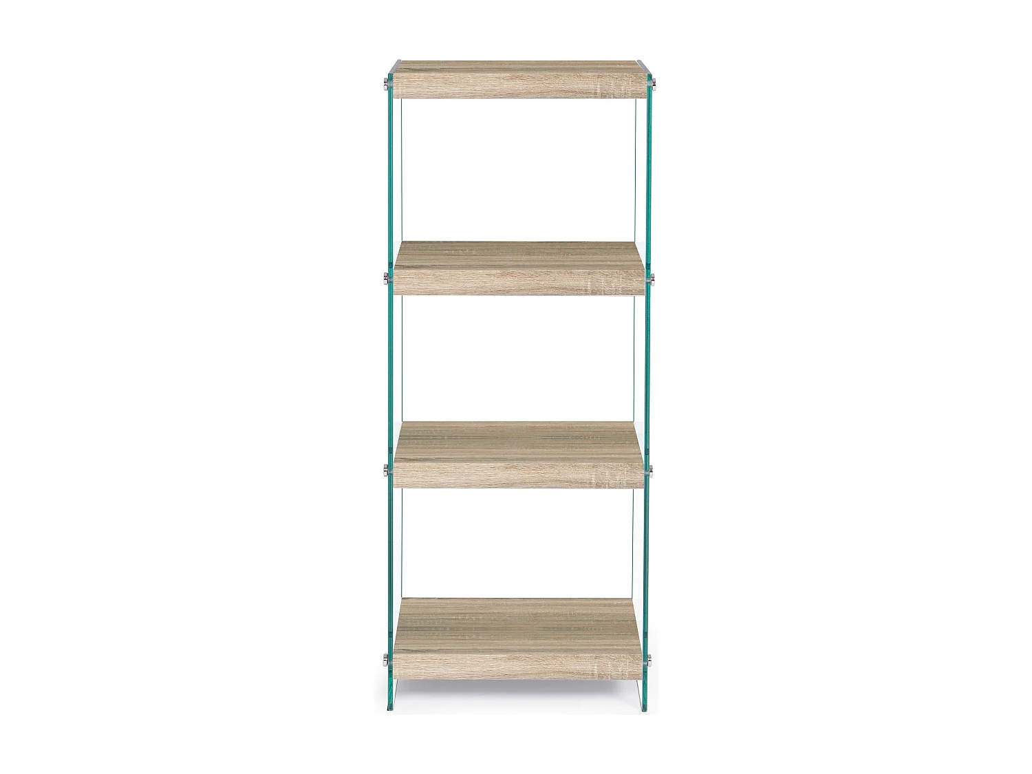 Etagère en MDF et verre trempé 4 niveaux beige Lina - Lot de 2