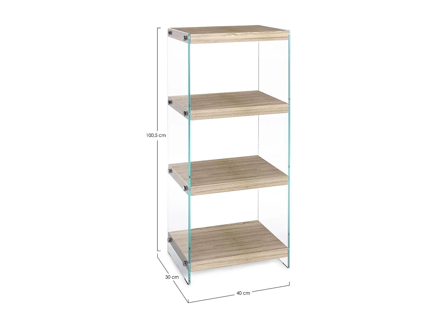 Etagère en MDF et verre trempé 4 niveaux beige Lina - Lot de 2