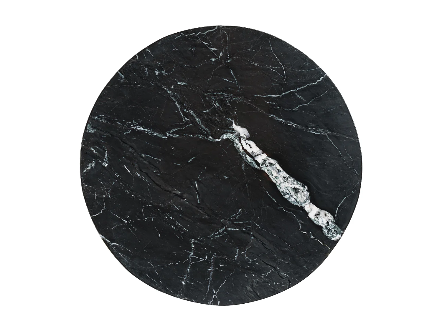 Table basse en marbre noir et pieds acier doré Pery D 67.5cm