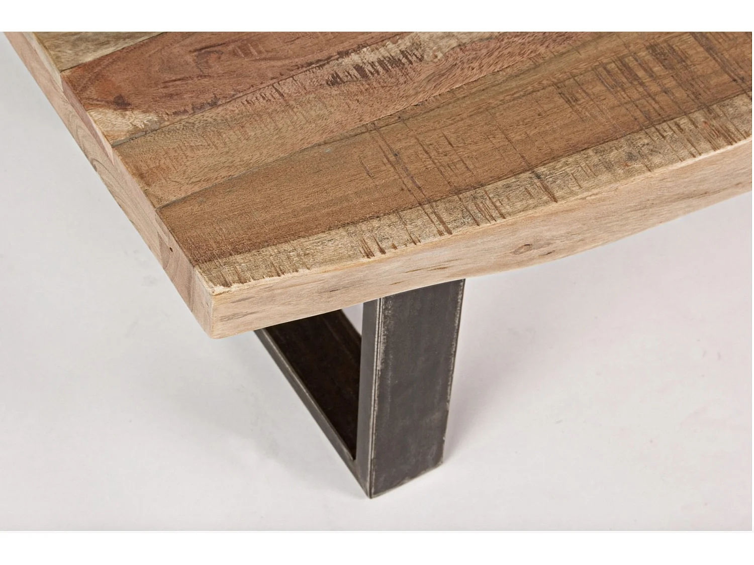 Table basse rectangulaire en bois d'acacia sur 2 pieds acier noir Kadone 120cm