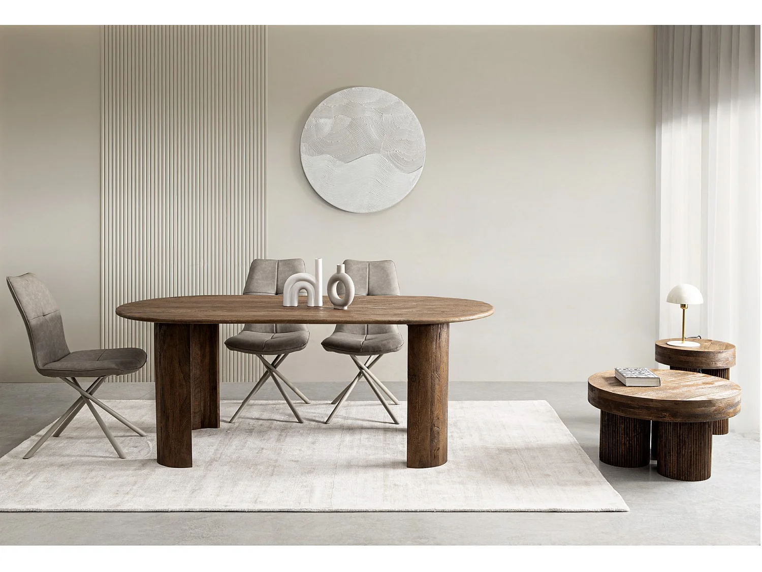 Table d'appoint en bois massif Bozar 45cm-Couleur Naturel