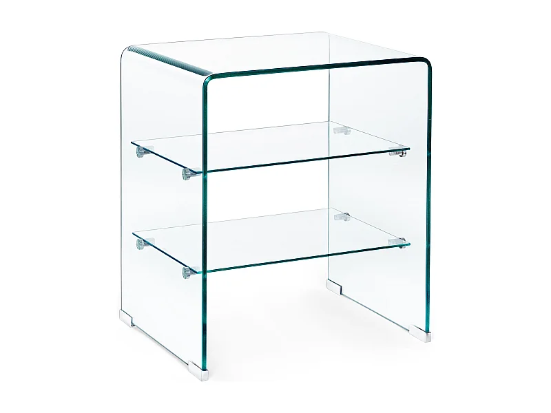 Table d'appoint carrée verre transparent 3 niveaux Iris L 50cm