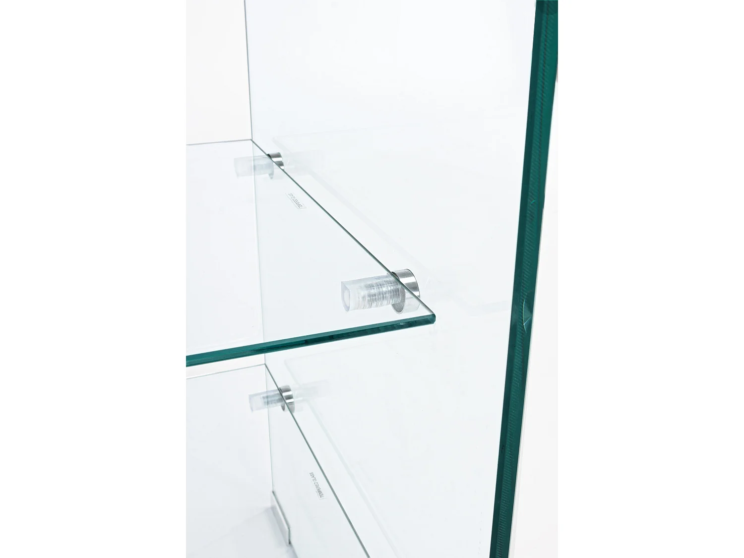 Table d'appoint carrée verre transparent 3 niveaux Iris L 50cm
