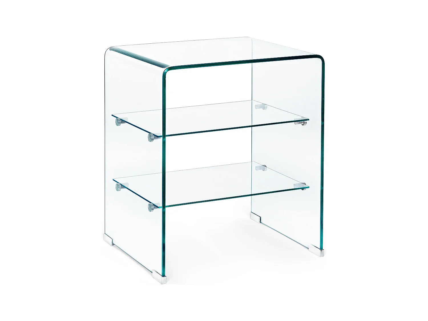 Table d'appoint carrée verre transparent 3 niveaux Iris L 50cm
