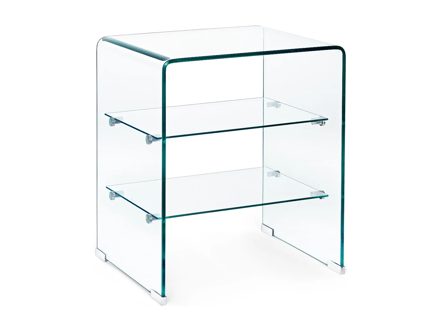Table d'appoint carrée verre transparent 3 niveaux Iris L 50cm