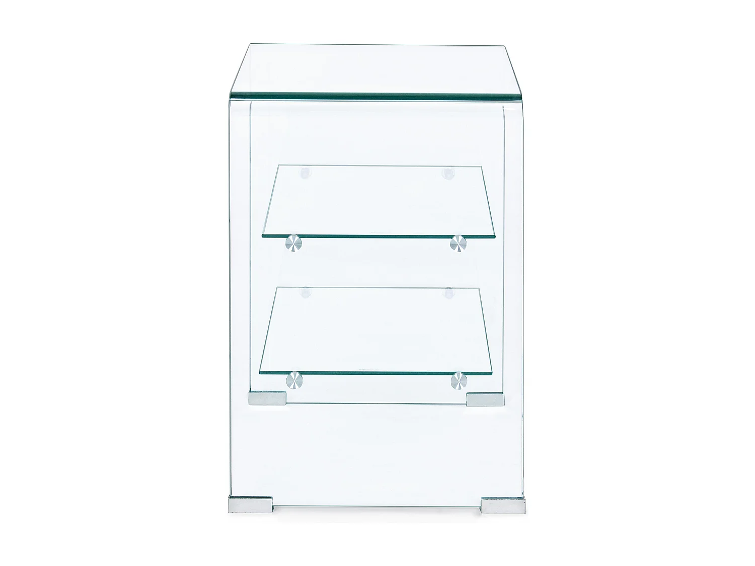 Table d'appoint carrée verre transparent 3 niveaux Iris L 50cm