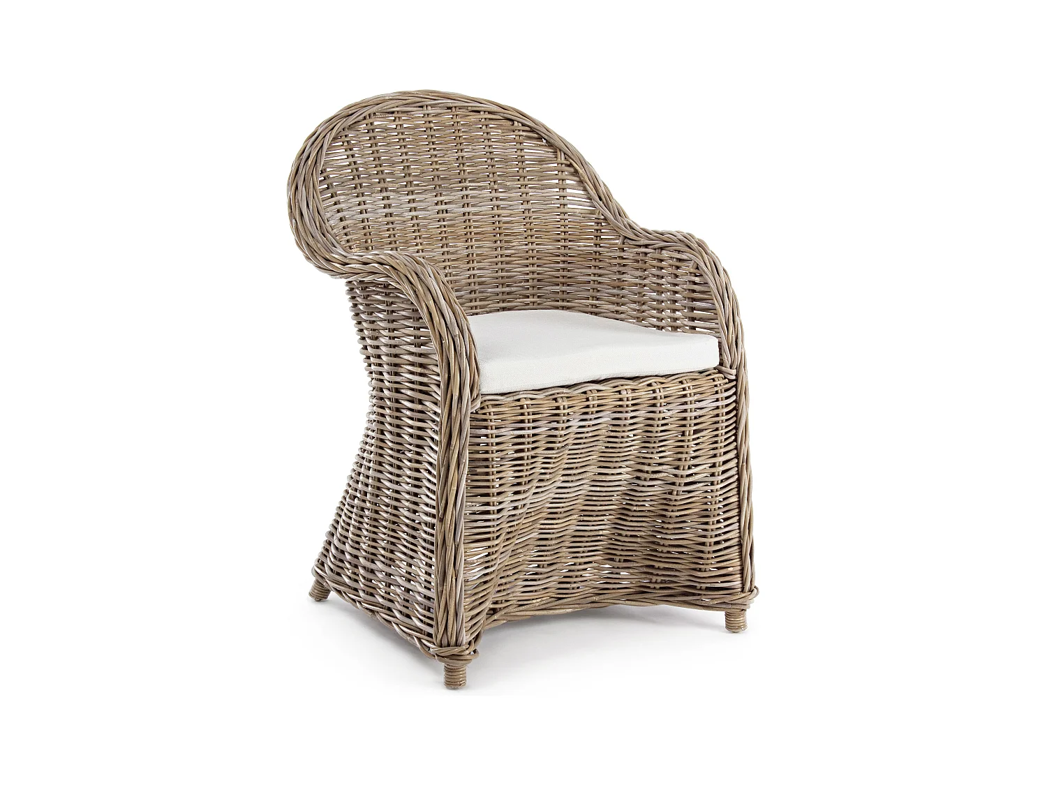 Fauteuil de jardin en rotin naturel avec coussin Marty
