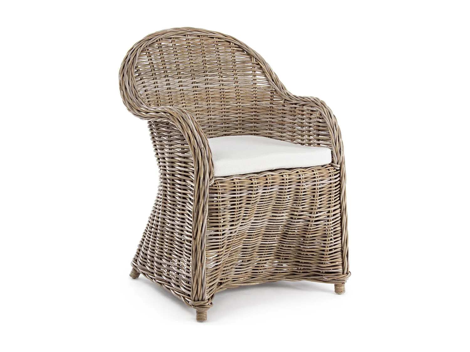 Fauteuil de jardin en rotin naturel avec coussin Marty