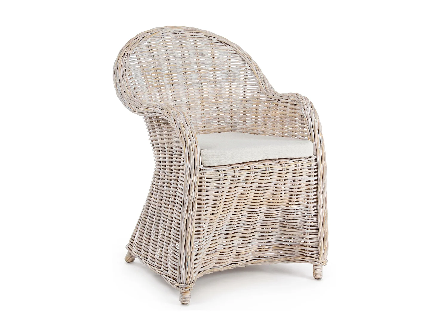Fauteuil de jardin en rotin blanc avec coussin Marty