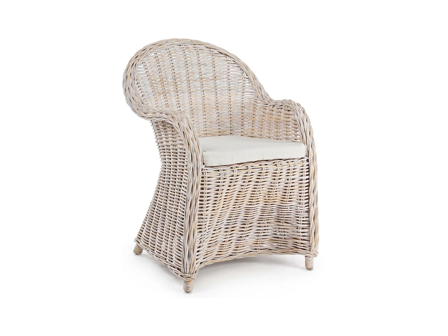 Fauteuil de jardin en rotin blanc avec coussin Marty