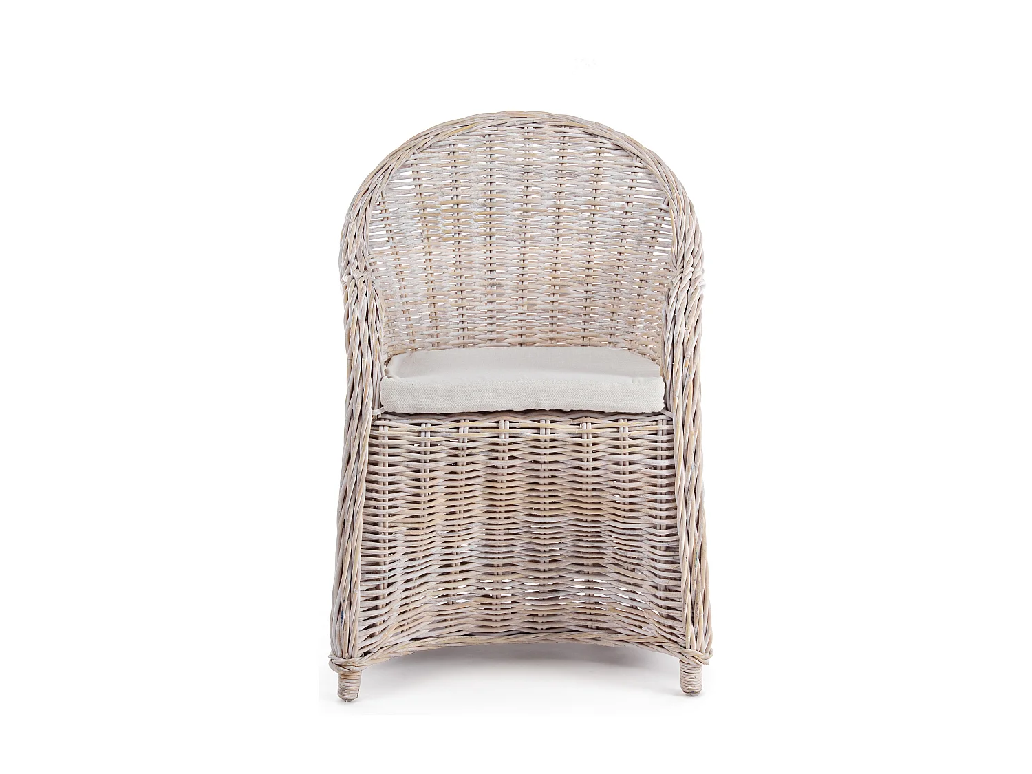 Fauteuil de jardin en rotin blanc avec coussin Marty