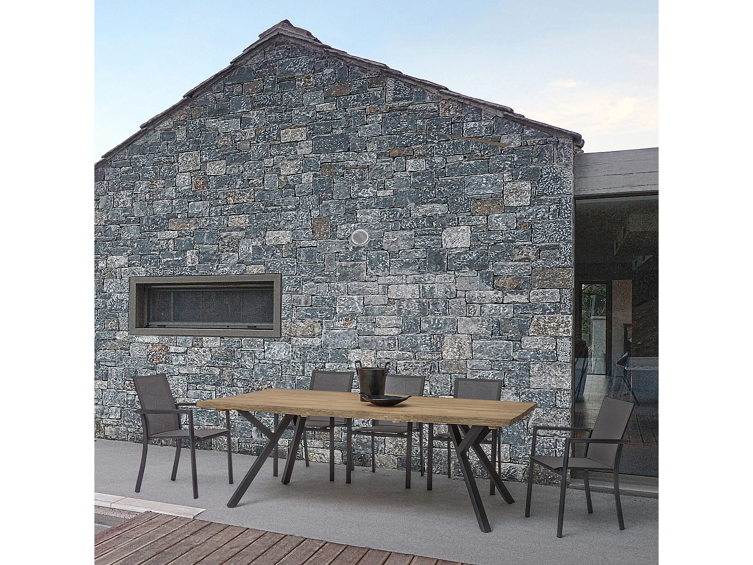 Fauteuil de jardin en aluminium anthracite Koni - Lot de 4