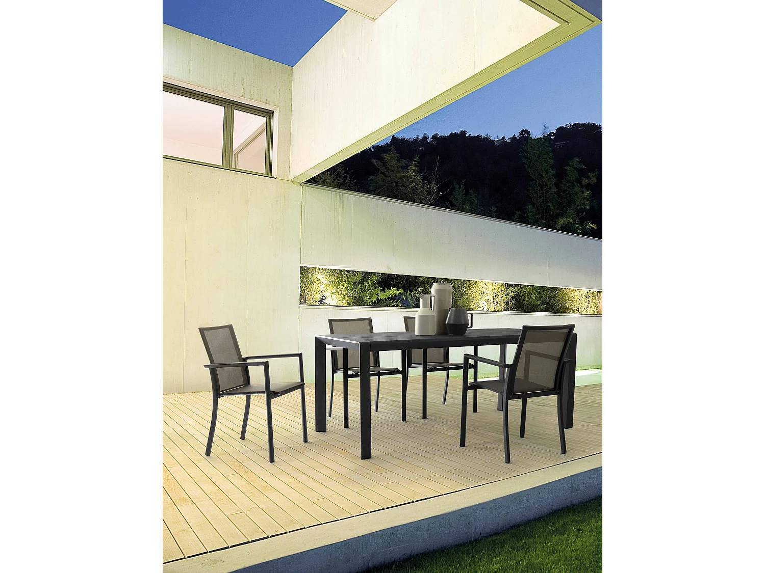 Fauteuil de jardin en aluminium anthracite Koni - Lot de 4