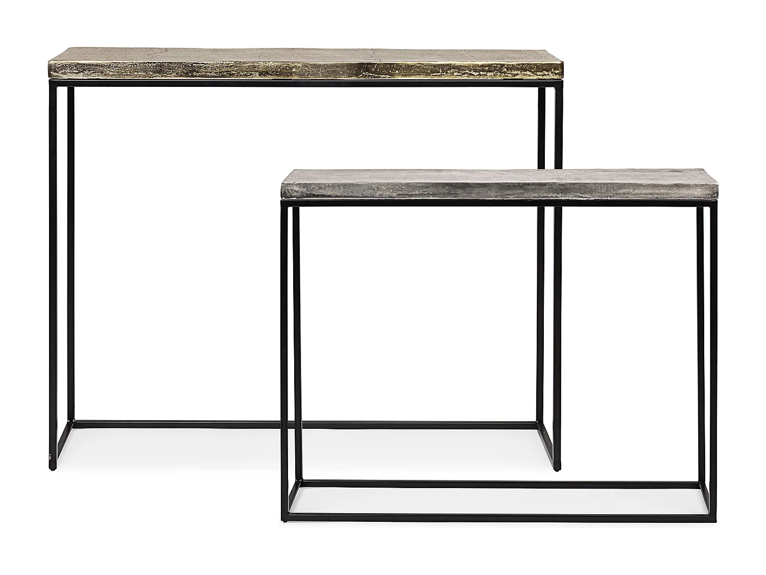 Console plateau en aluminium et pieds en acier Amina - Lot de 2