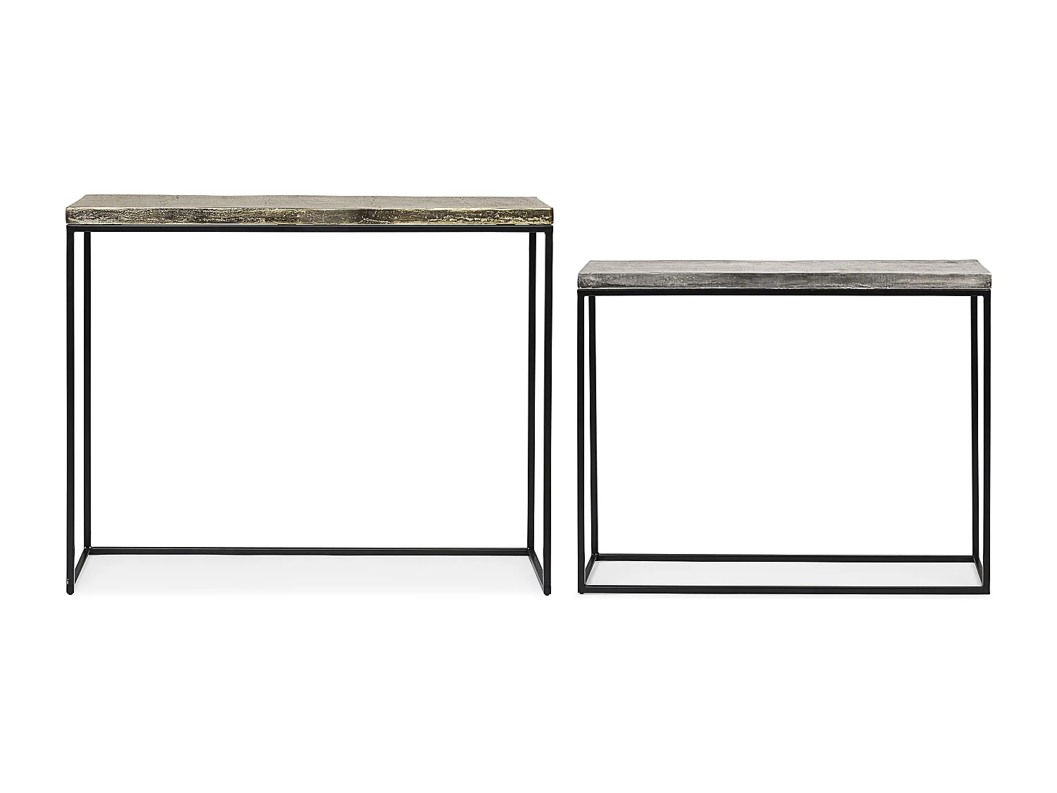 Console plateau en aluminium et pieds en acier Amina - Lot de 2